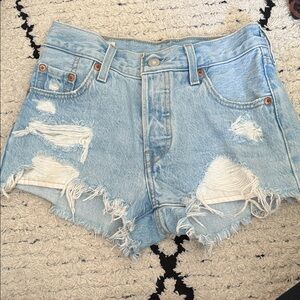 Levi's Light Blue Distressed Jean Shorts